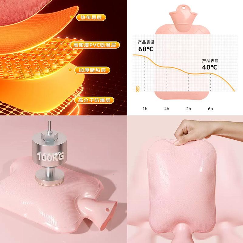 1000ML Soft Hand WarmerHot Removable Hot Water Bottles Bag Reusable For Girl Portable Hand Foot Warmer Cover Explosion-Proof