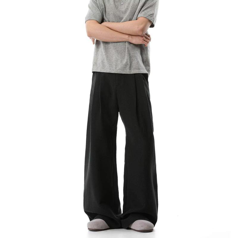 Men S Summer Thin Wide Leg Loose Casual Straight Linen Trousers