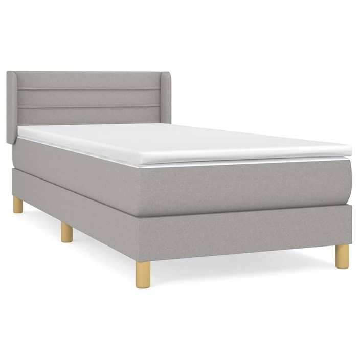 3130321 vidaXL Divan Bed with Mattress Light Grey 90x200 Cm Fabric