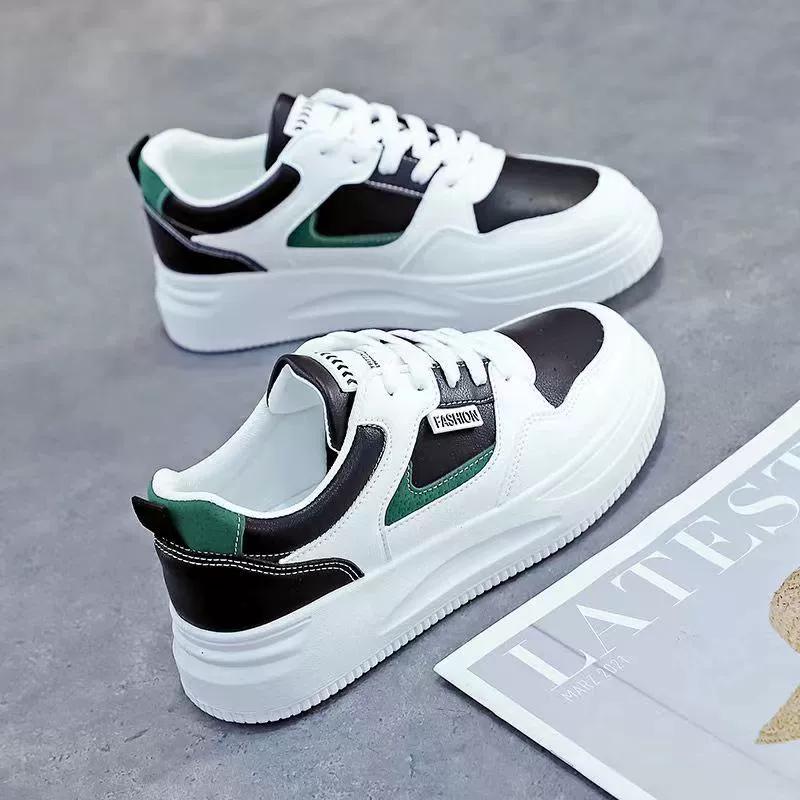 Women's Casual & Fashion Sneakers Letter Patch Color Block Skate Shoes Low Top Lace Up Shoes