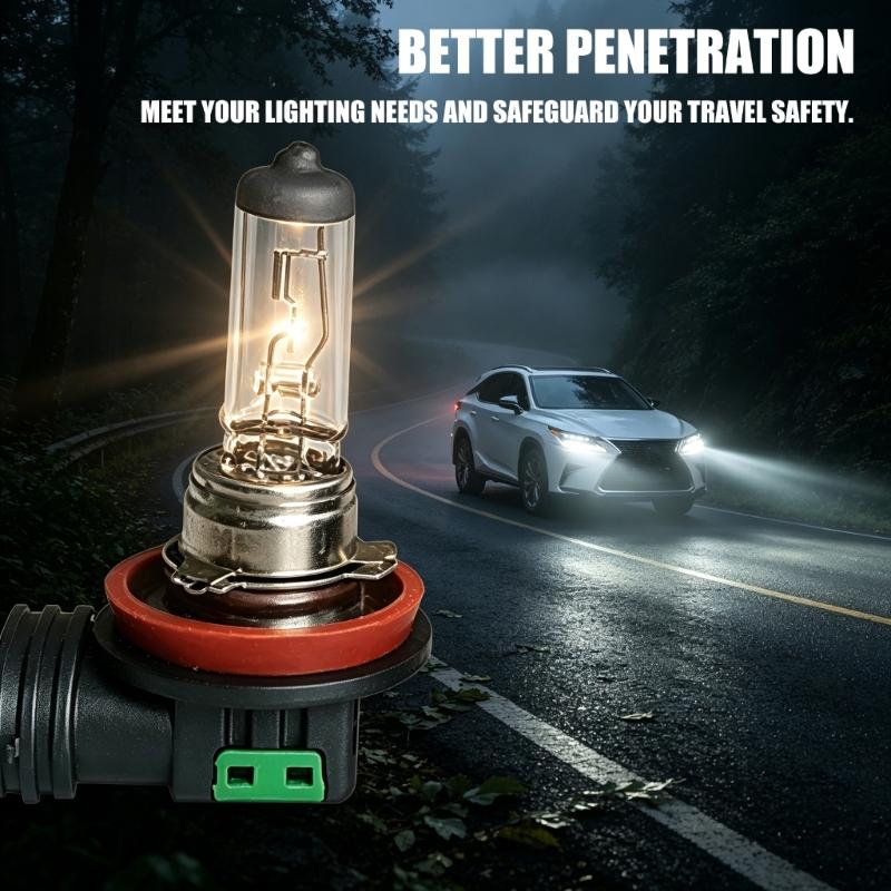 H8/H9/H11 12V Automotive Halogen Headlight Bulb for Front Lamp High Low Beam Fog Light Replacement