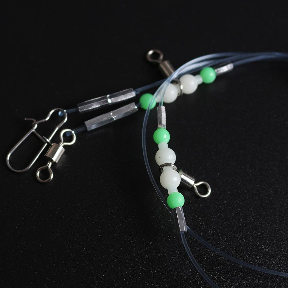 Night Glow Fishing Leaders Fishing Leader Line with Swivels and Snaps Luminous Fish Wire Leaders for Saltwater Freshwater