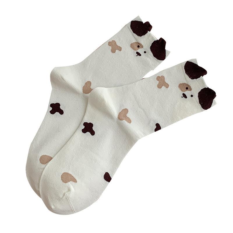 Women Socks Animal Cartoon Dog Lolita Kawaii Cute Socks College Style School Students Breathable Cotton Middle Tube Socks Gifts