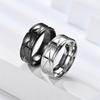 Fashion Men’s Silver Color Black Stainless Steel Ring Groove Multi-Faceted Ring for Men Women Engagement Ring Anniversary Gifts