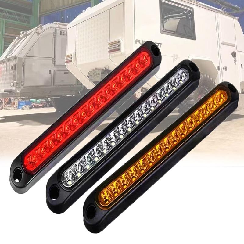 1pc 12V/24V 15-LED Strip Taillights, Multi-Function Brake Turn Signal Stop Warning Parking Lights for Rear Windscreen & Side