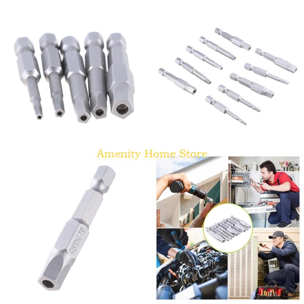 F26C 10Pieces 2.15-7.55 Magnetic Pentagonal Head Screwdriver Bits with 1/4" Secure Pentagonal Screwdriver Bit Set