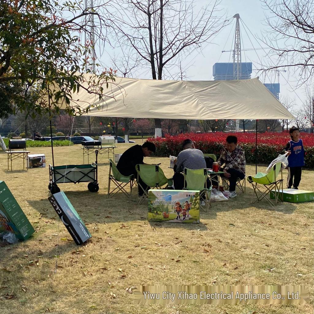 3x4.5m Silver-Coated Camping Tarp Tent: Sun, Rain & UV Protection Canopy.