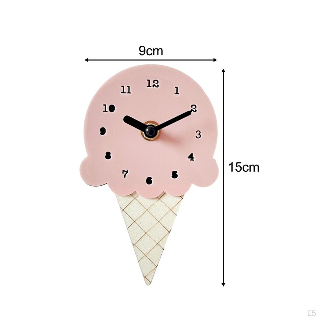 Clock Ice Cream Bedroom Minimalistic Nordic Wooden Simple Silent for Decorating