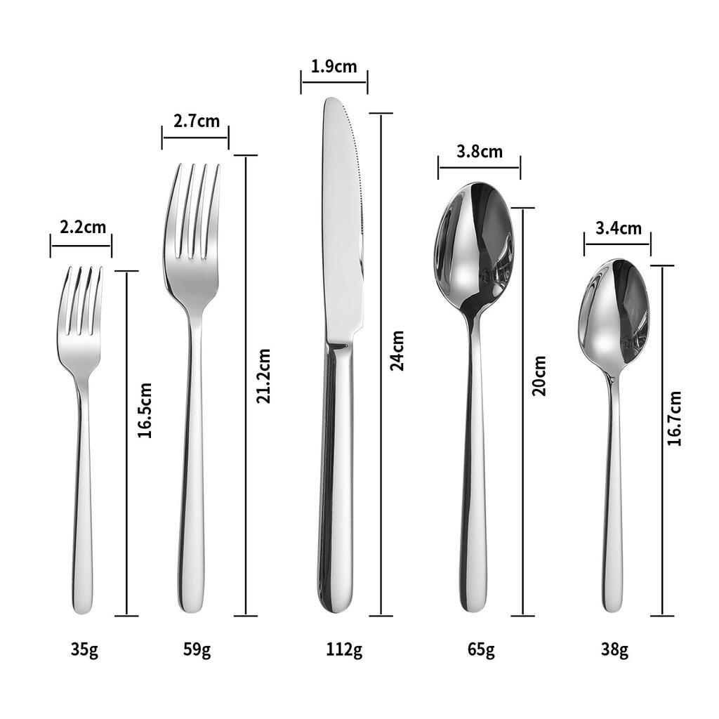 Stainless steel tableware Restaurant Hotel High appearance level thickened Western steak knife, fork and spoon tableware set
