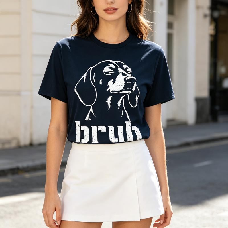 Cute Bruh Dog Print T Shirt for Unisex Funny Dachshund Sarcastic Casual Short Sleeve Top 100Cotton Y2k Top Harajuku Unisex