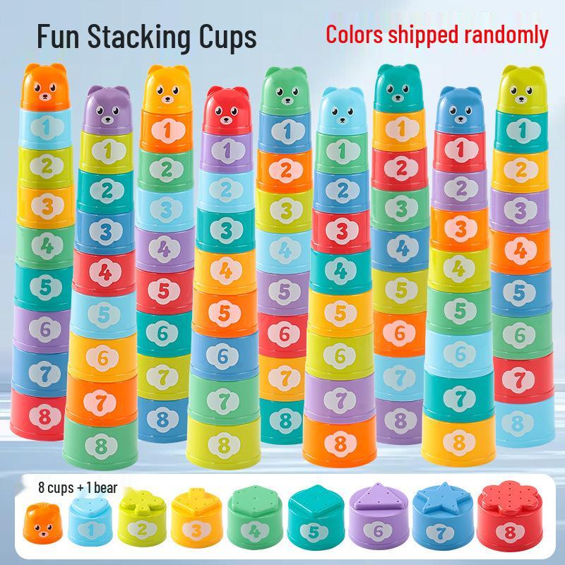 Children's Rainbow Ring Toss Stacking Blocks: Educational Early Learning Toy