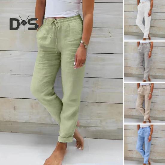 Pantaloni casual pentru femei, de culoare solidă, pantaloni de trening cu talie elastică, cu cordon reglabil, pentru antrenament, cu buzunare