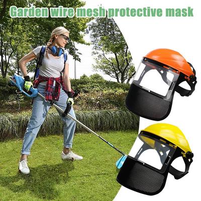 Garden Grass Trimmer Safety Helmet With Full Face Mesh Protective Mask For Logging Brush Cutter And Forestry Work Protection