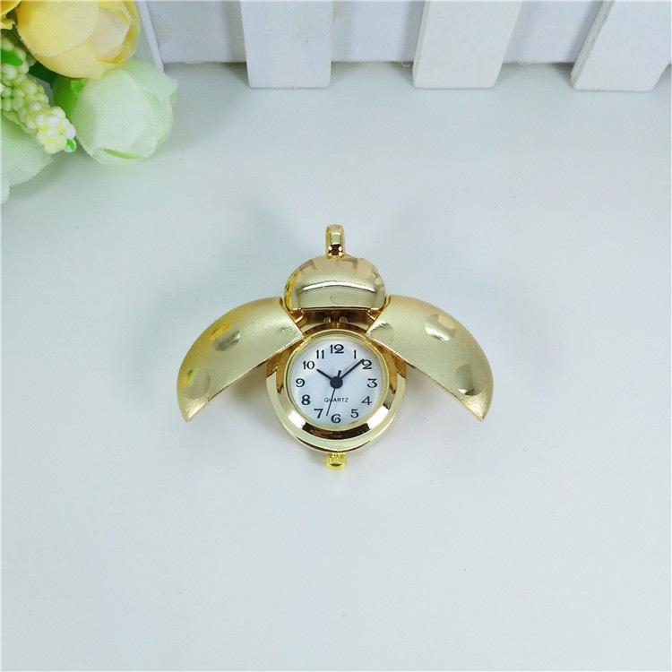 Seven-Star Ladybug Retro Beetle Necklace: Cute Carton Pocket Watch with Flip Cover for Kids