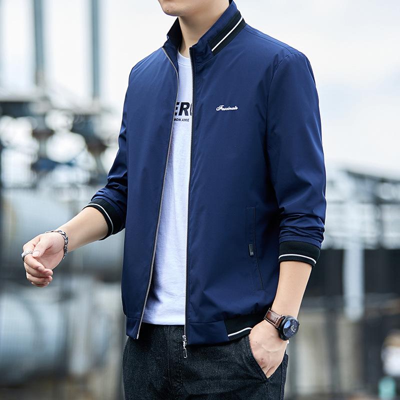 

Куртки мужские весна и осень деловой повседневный тонкий модный корейский стиль универсальный новый воротник-стойка мужские куртки 5XL