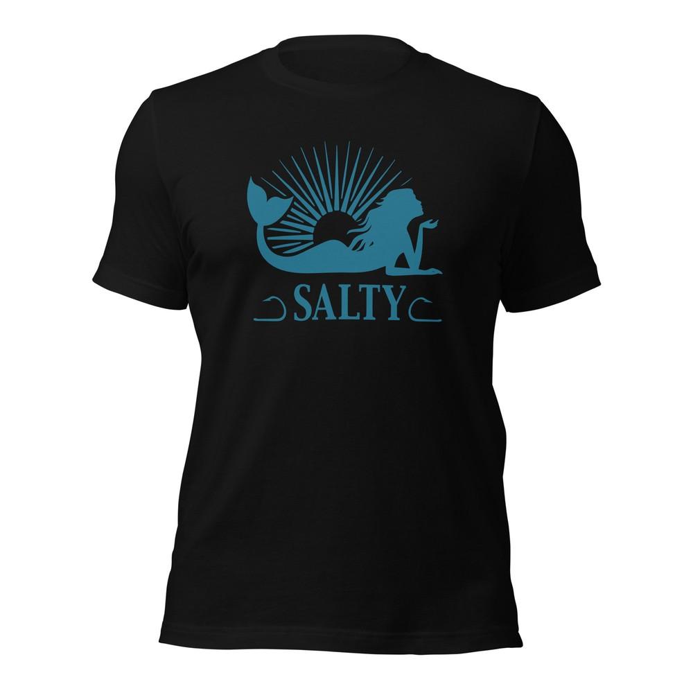 SALTY MERMAID T-Shirt Ocean Fishing Crew Fish Hook Lucky Catch Summer Tee XS-5XL Unisex T-Shirt M