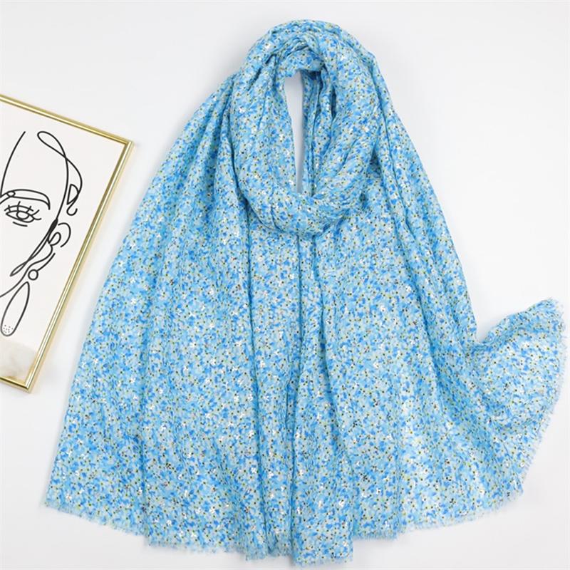 Moda  Espanha Jardim Brilho Floral Franja Viscose Lenço Cachecol Estampa Macio Pashmina Hijabs E Xales Lenços Muçulmano Lenço