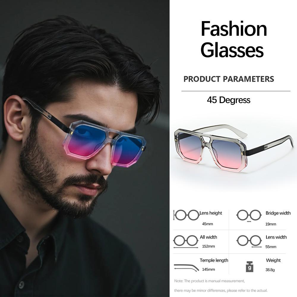 Sunglasses Men Art Geometry Double Frame Eyeglasses Double Beam Eyeglasses Square Shape Frame Modern Minimalist Commuting Items
