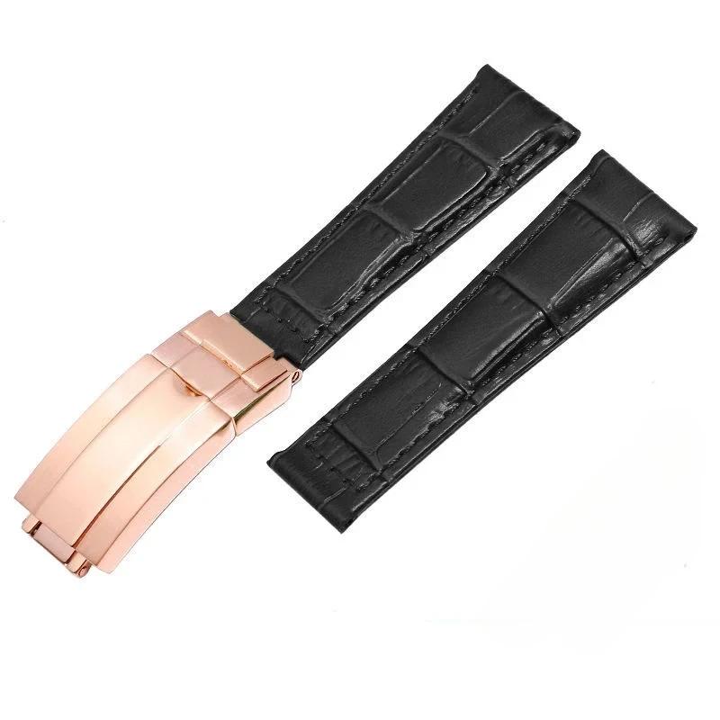 Crocodile Pattern Genuine Leather Watchbands 20mm for  Watch Strap Daytona Submariner  Bracelet Folding Buckle