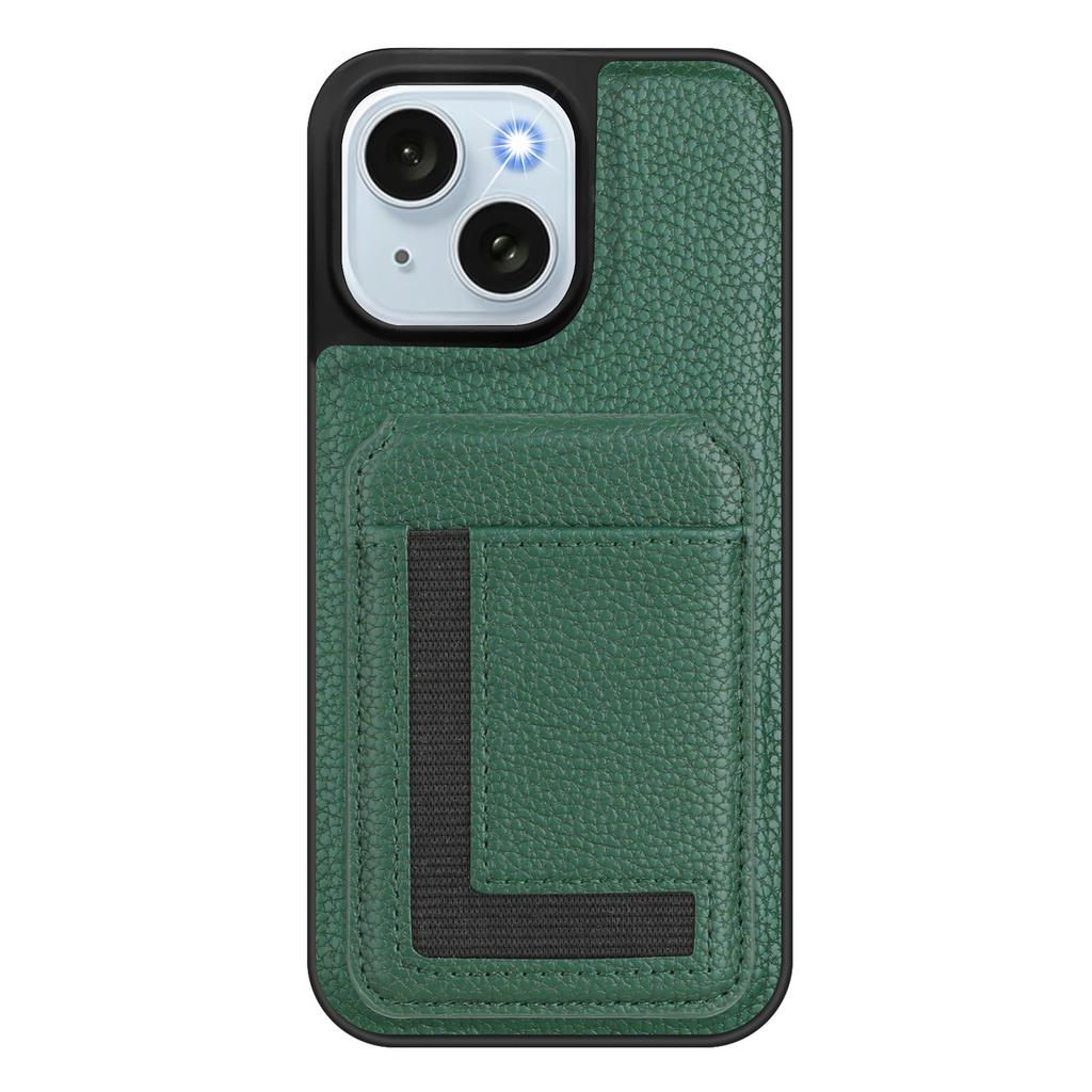 For iPhone 15 Plus Magnetic Case TPU+PU Leather Phone Back Cover with Detachable Card Holder