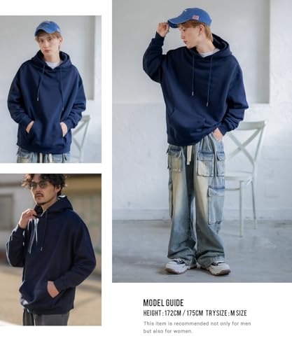 Improves Men's Navy Pullover Hoodie, Solid Fleece Lining, SIDE23-089