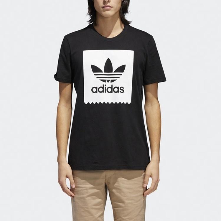 adidas originals Logo Round Neck Sports Short Sleeve Black Men's CW2339