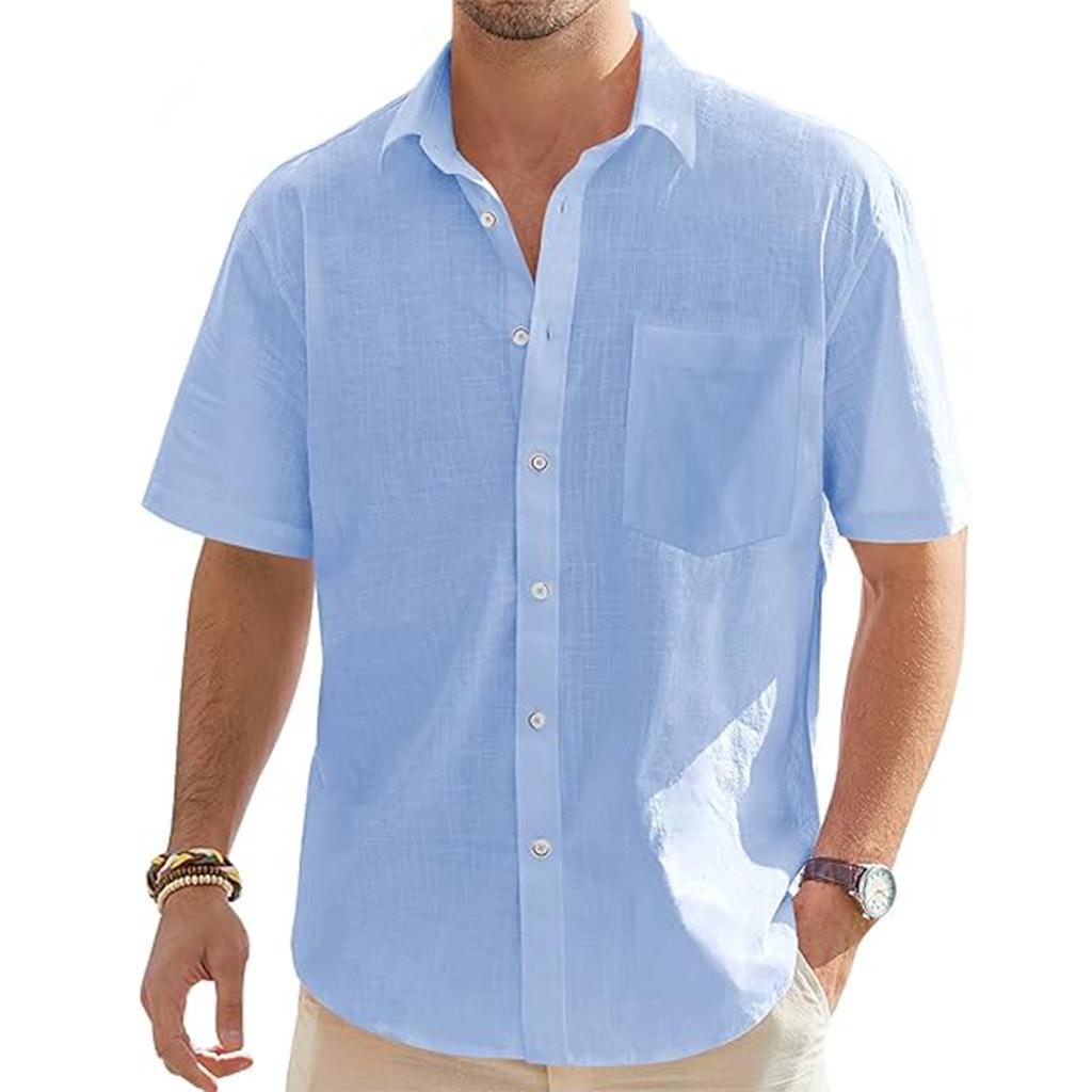Men's Short Sleeve Linen Shirt - Retro Casual Summer Style