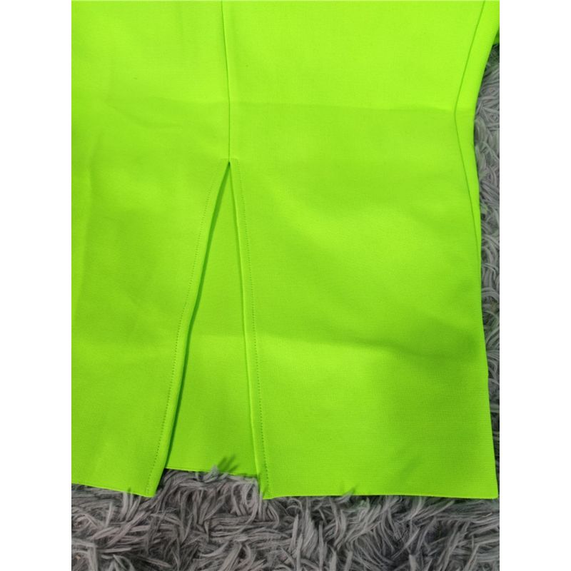 Classy Stylish Long Sleeves Vacation Trip Shoot Accessible Luxury French Suit Heavy Industry Split Hip Stretch Square Collar Bandage Dress