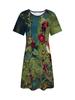 2D Printed Elegant And Fashionable Abstract Painting Tie-Dye Gradient Floral Plant Leaves Animal Bird Graphic All-Over Breathable Round Neck Short Sle
