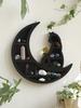 1pc Cat On The Moon Floating Wall Shelf Crystal Shelf Display Black Crystals Stone Essential Oil Small Plant Art Home Decoration