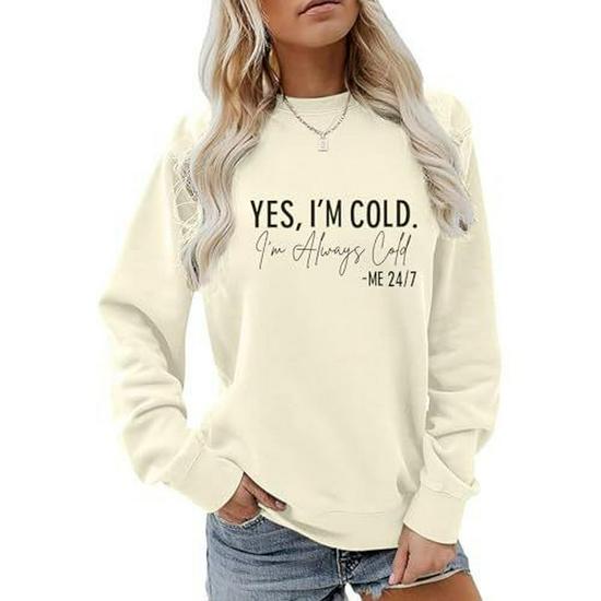 Women's Autumn/Winter Casual Round Neck Sweatshirt - Cold Letter Number Print
