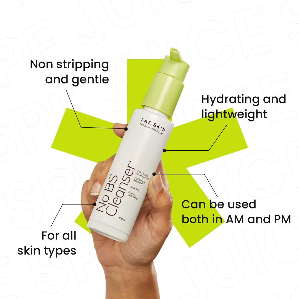 FAE Beauty No BS Face Cleanser | Hydrating & Gentle | With Cucumber & Cantaloupe Extract | Dermatologically Tested | Removes Dirt, Grime & Remnants