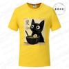 Japanese Kawaii Anime Cat T-Shirt Funny Cat Ramen Graphic Tee Fashion T-shirts Short Sleeve Clothes Trend Casual Unisex Tshirts
