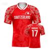 Switzerland Football Jersey V-Neck Swiss Cross Flag Print Quick Dry Soccer Shirt for Women Kids