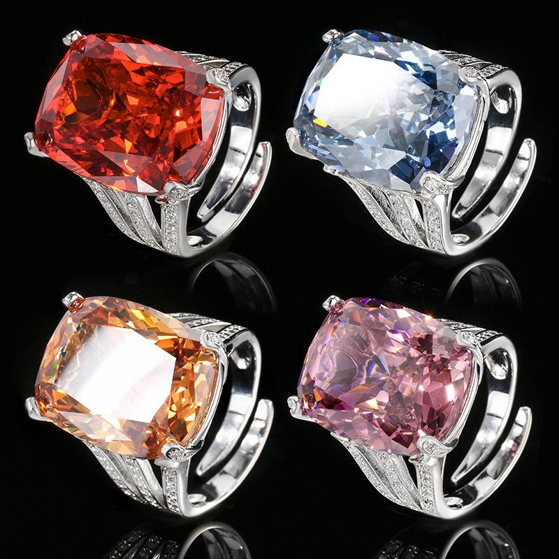 Schmuck Kupferboden Vergoldet Simulation Orange Rot Zirkonium Retro Ring Heldenstein 15 * 20