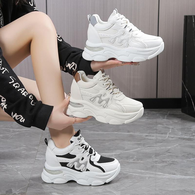 Factory Heightening Dad Shoes Women's Small 2025 Spring Lightweight Thick-soled Soft-soled Mesh Breathable Sneakers
