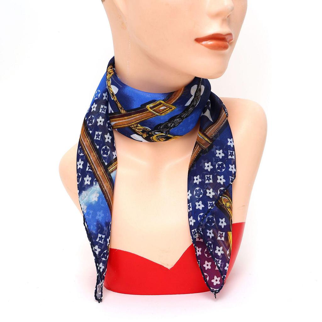 2025 Small Square Women's Chiffon Scarf - Star Symbol, Fashionable, Classic, Cool, Breathable Headscarf Decor