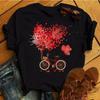 Kobiety Rower Czarny T-shirt Dziewczyna Harajuku Styl Koreański Graficzne Topy Kawaii Damski T-shirt Topy Kobiety T-shirt Drop Ship