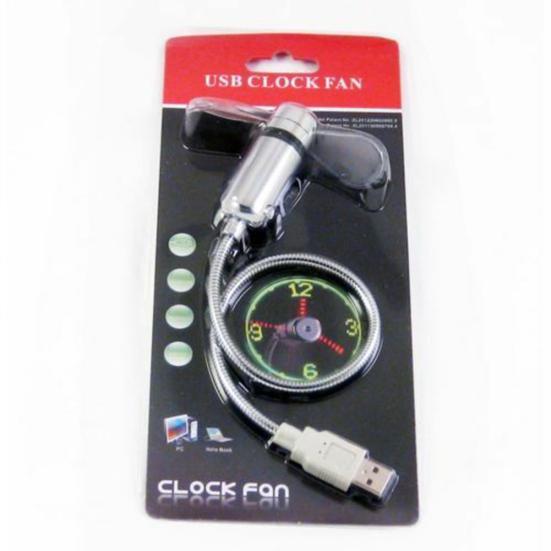 Kreative Mini USB-betriebene LED-Uhr Echtzeitanzeige Sommerkühlung Neon-Ventilator