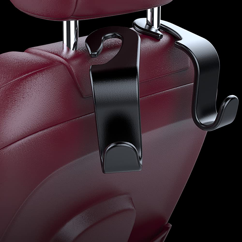 Wislter 4 Pack Car Seat Headrest Hook Car Purse Hook for All Vehicle Car Handbag Clothes Coats Grocery Bags, Black