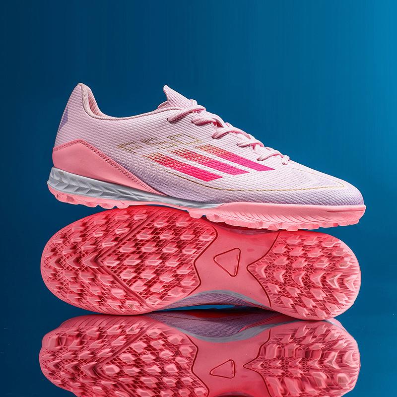 F50 Dětské růžové fotbalové kopačky pro chlapce, dívky, teenagery, dospělé, dlouhé nehty, zlomené nehty, soutěžní tréninkové kopačky pro žáky základní školy