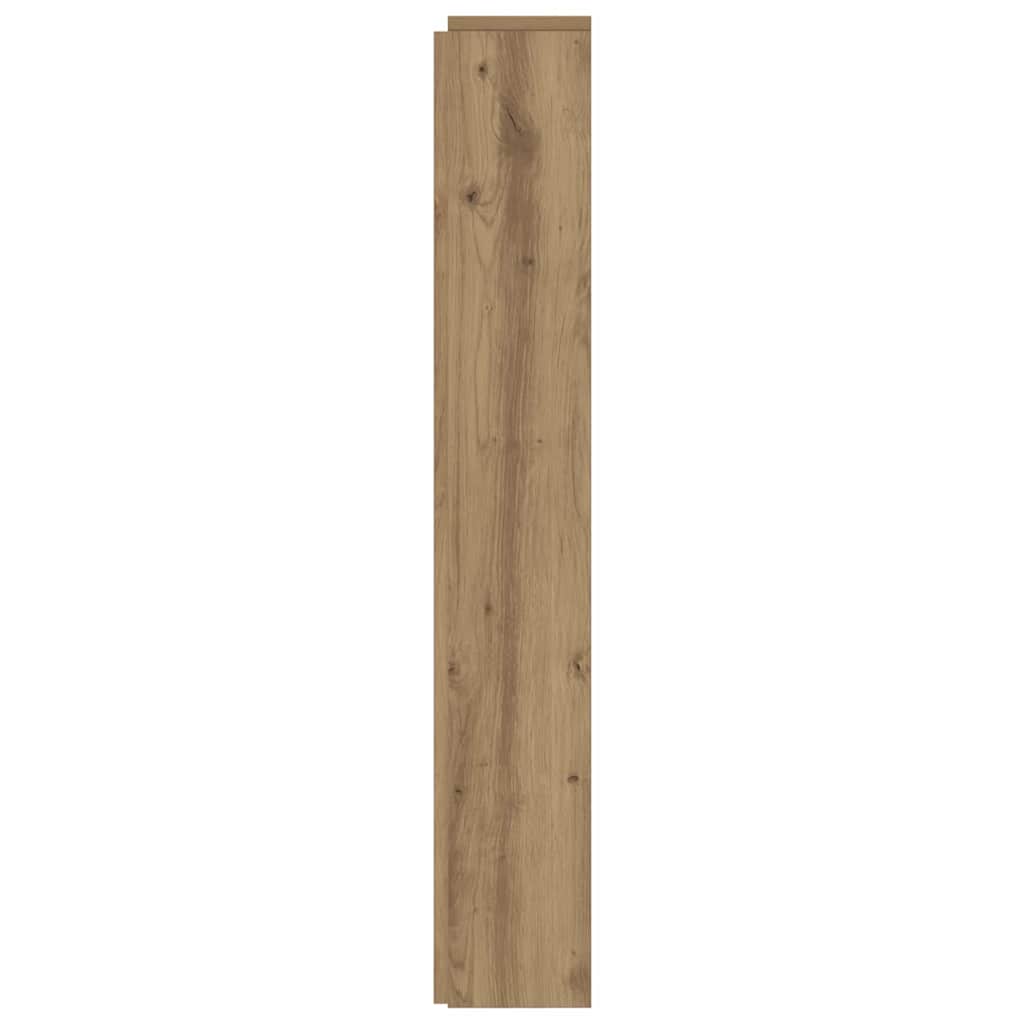 Storage Headboard with LED Artisan Oak Wood Material