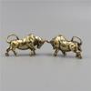 2pcs Lucky Brass Bullfighting Figurines Vintage Bull Ornament Mini Cattle Statue  Home Office Decor