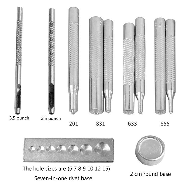 11x Leather Punch Tool Die Punch Snap Kit Rivet Setter for Install Rivet Button