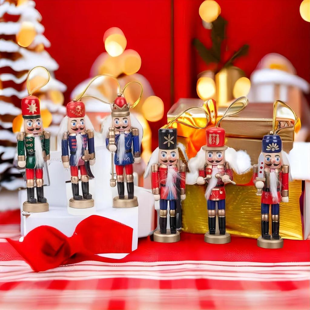 12 PCS Christmas Nutcracker Ornament Set, 4.7Inch Nutcrackers Tree Ornaments Set, Nutcracker Figures with Opening Mouths Christmas Decorations for