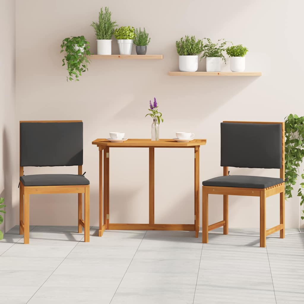 Garden Chair with Cushion 2 Pcs Brown Solid Acacia Wood