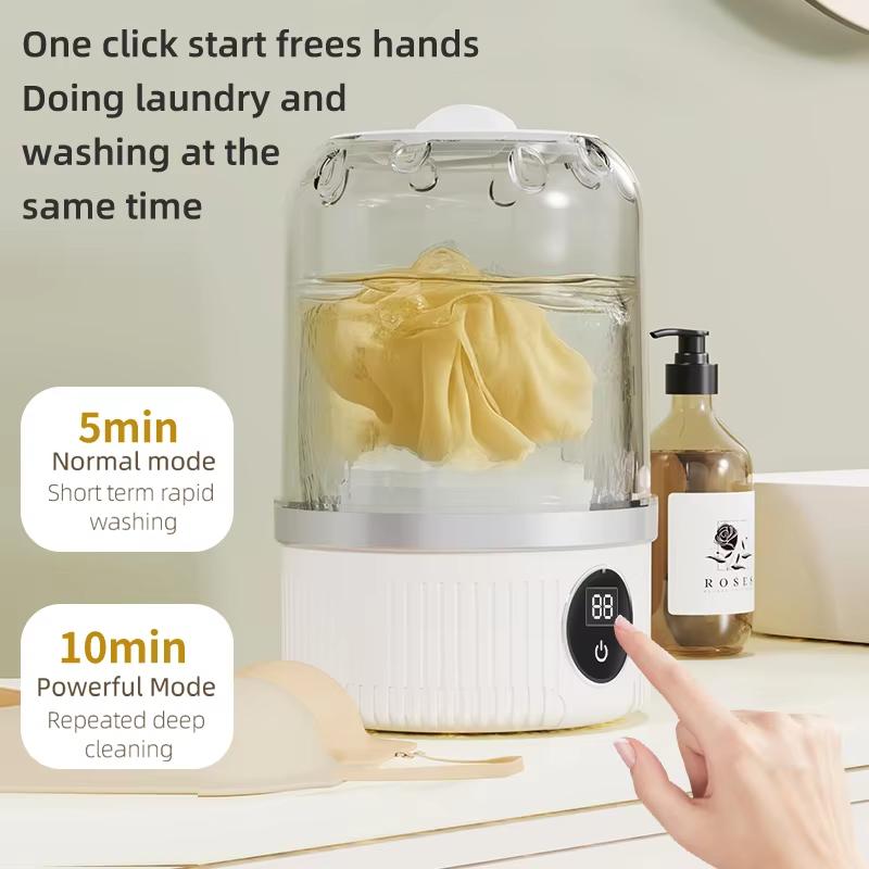 Portable Mini Washing Machine for Underwear Socks Baby Clothes – Rechargeable Cordless Compact Washer for Small Loads Travel