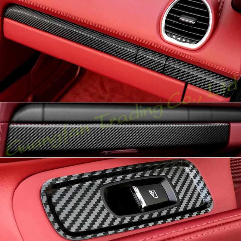 For Porsche 718 2016- Car-Styling 3D5D Carbon Fiber Car Interior Center Console Color Molding Sticker Decals Part Accessorie