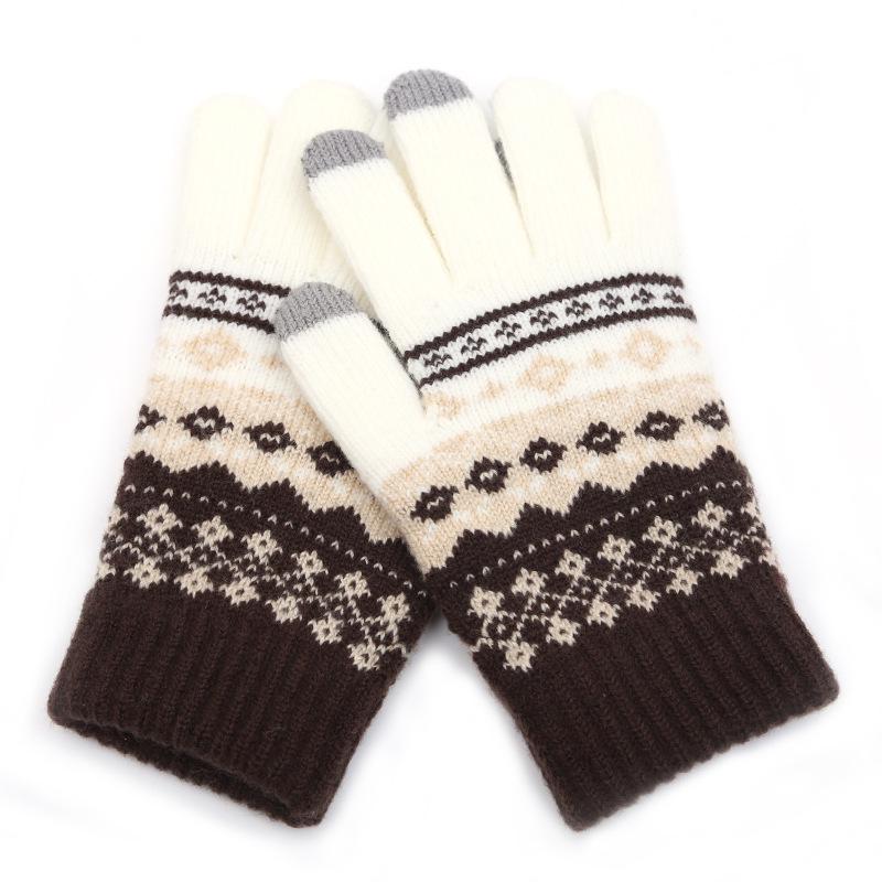 Winter Warm Gloves Finger Gloves Jacquard Touch Screen Gloves Cycling Outdoor Gloves