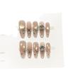 Women Long Press‑On Nails Pure‑Handmade Pink Gold Cat‑Eye Zircon Butterfly False Nail Patches